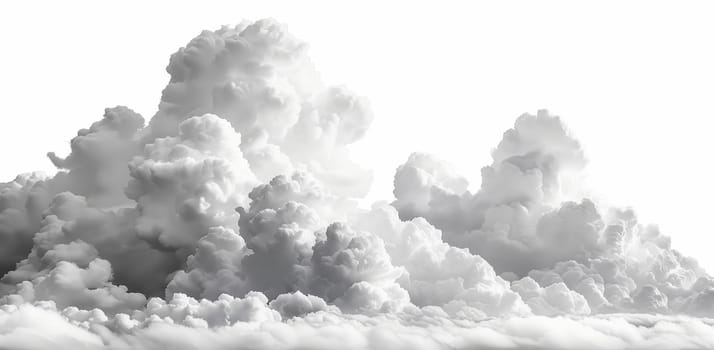 Monochrome photography of a large Cumulus cloud against a white background, showcasing the beauty of atmospheric phenomenon in a natural landscape