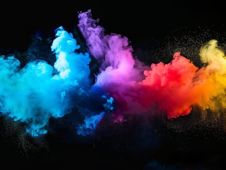 HOli Decorative Dye Splash, color powder explosion. Abstract colorful rainbow background with color splashes. ai generated