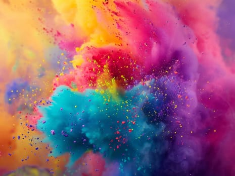 HOli Decorative Dye Splash, color powder explosion. Abstract colorful rainbow background with color splashes. ai generated