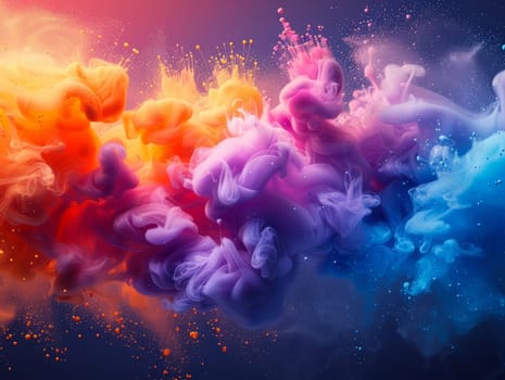 HOli Decorative Dye Splash, color powder explosion. Abstract colorful rainbow background with color splashes. ai generated