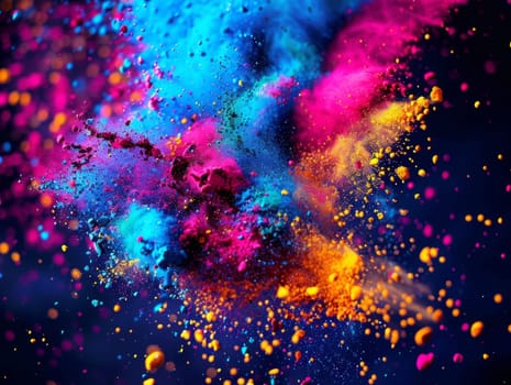 HOli Decorative Dye Splash, color powder explosion. Abstract colorful rainbow background with color splashes. ai generated