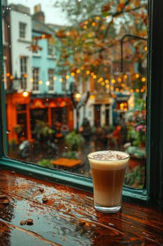 Irish Coffee in a Dublin cafe, with a backdrop of rain-streaked windows and literary history.