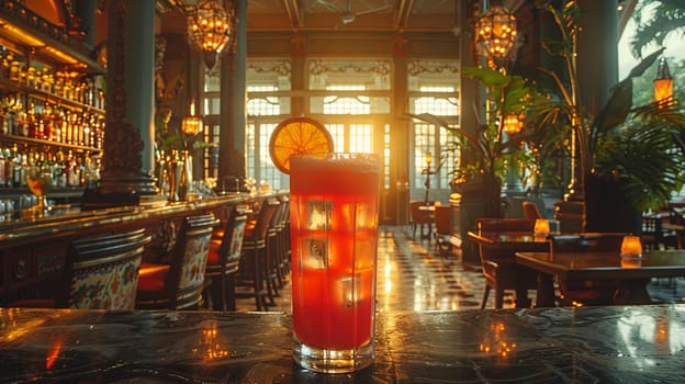 Singapore Sling served at the historic Raffles Hotel, paying homage to its birthplace.