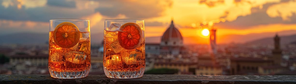 Aperol Spritz on a balcony overlooking the orange rooftops of Florence, symbolizing Italian aperitivo culture.