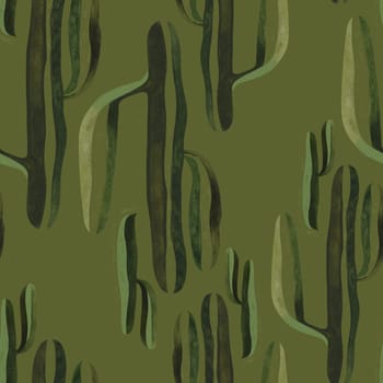 Cacti. Seamless watercolor pattern for wrapping paper, wallpaper and textiles