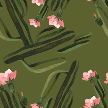 Cacti. Seamless watercolor pattern for wrapping paper, wallpaper and textiles