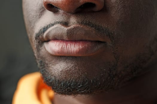 Close-Up of African Mans Lower Face and Lips studio shot