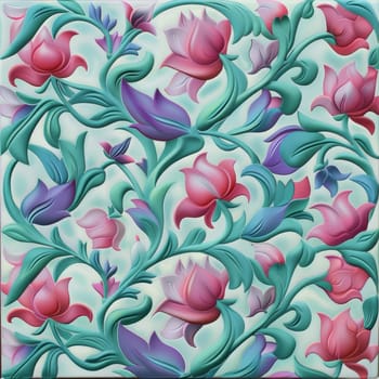 Seamless pattern with pink flowers and abstract lines, suitable for wallpaper, postcards or fabric.