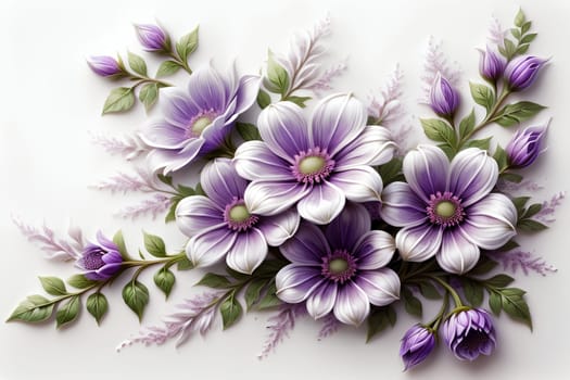 Bouquet of colorful bright flowers, isolated on a white background.