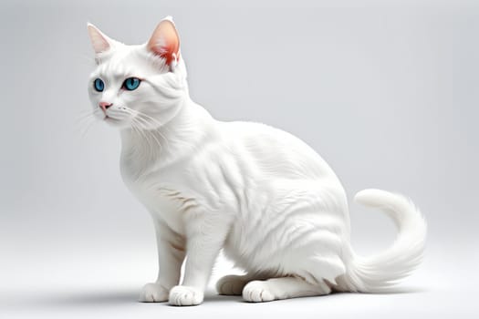 white cat isolated on a light background .