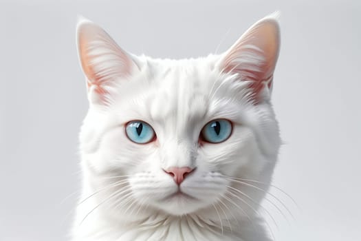 white cat isolated on a light background .