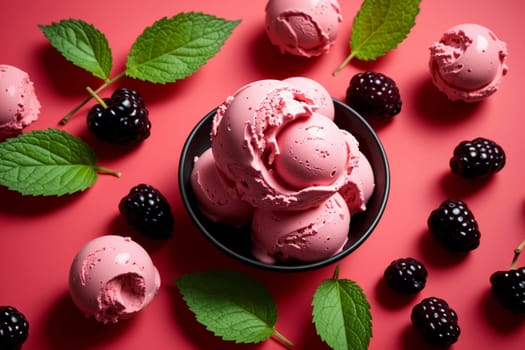 pink sweet cold mulberry ice cream .