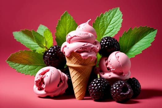 pink sweet cold mulberry ice cream .