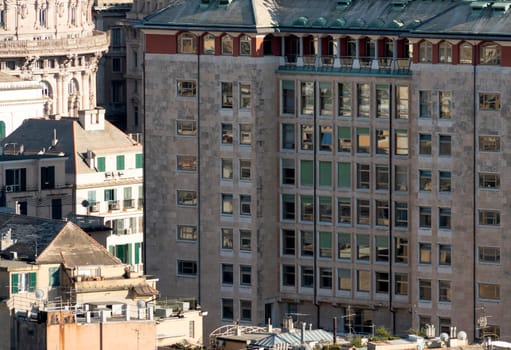 genoa aerial city view from castelletto elevator panorama