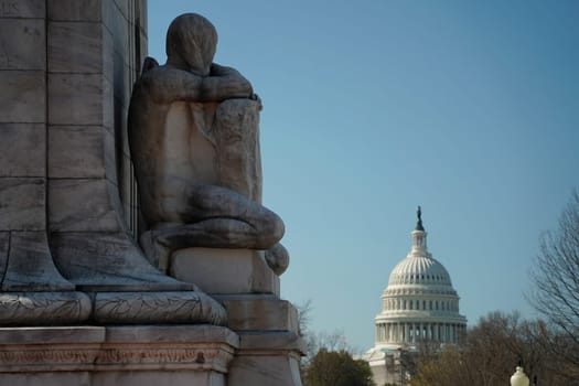 the washington dc capitol detail view from union station