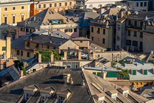 genoa aerial city view from castelletto elevator panorama