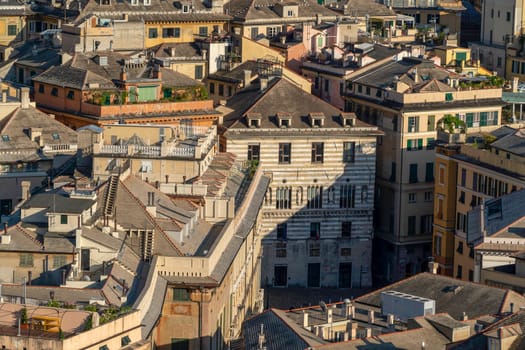 genoa aerial city view from castelletto elevator panorama