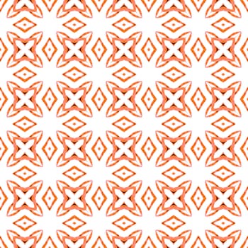 Chevron watercolor pattern. Orange shapely boho chic summer design. Green geometric chevron watercolor border. Textile ready flawless print, swimwear fabric, wallpaper, wrapping.