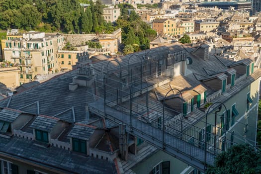 genoa aerial city view from castelletto elevator panorama