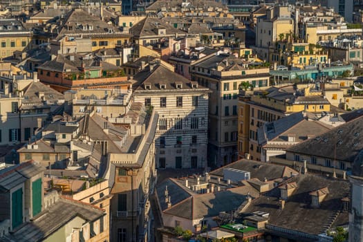 genoa aerial city view from castelletto elevator panorama