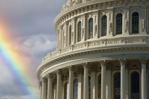 rainbow on washington dc capitol detail Usa