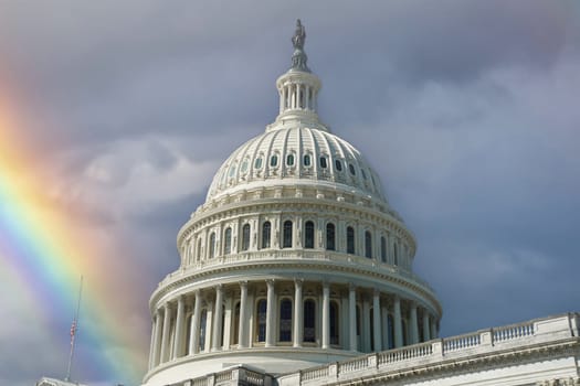 rainbow on washington dc capitol detail Usa