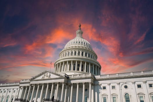 sunset light on washington dc capitol detail Usa