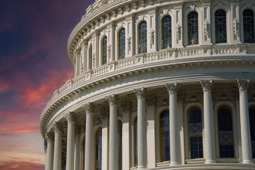 sunset light on washington dc capitol detail Usa