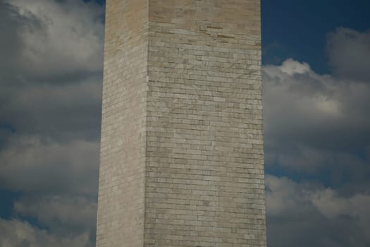 The washington dc monument detail on the deep blue sky background