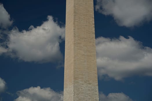 The washington dc monument detail on the deep blue sky background