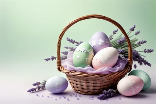 Easter greeting card, colorful Easter eggs .