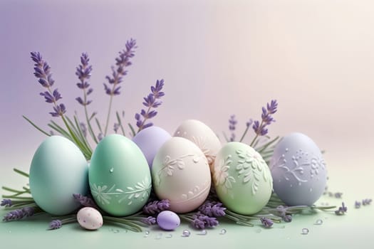 Easter greeting card, colorful Easter eggs .