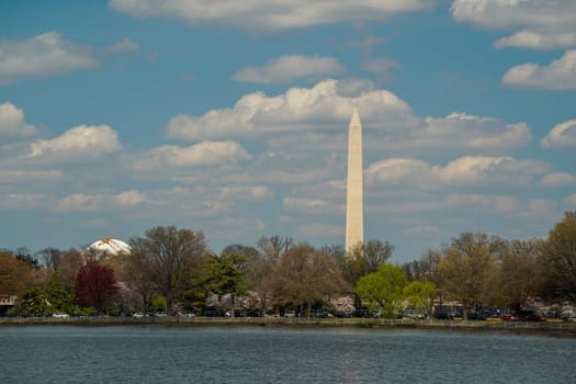 george washington monument view from a cruise on potomac river washignton dc on riverboat water taxi