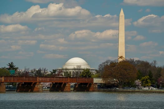 george washington monument view from a cruise on potomac river washignton dc on riverboat water taxi