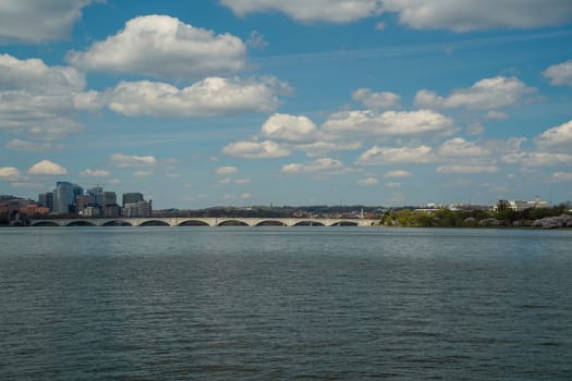 georgetown view from a cruise on potomac river washignton dc on riverboat water taxi