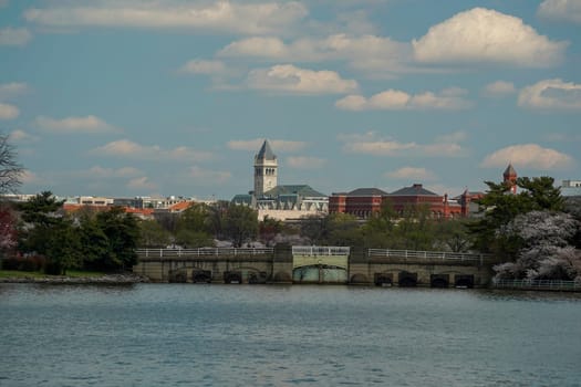 georgetown view from a cruise on potomac river washignton dc on riverboat water taxi