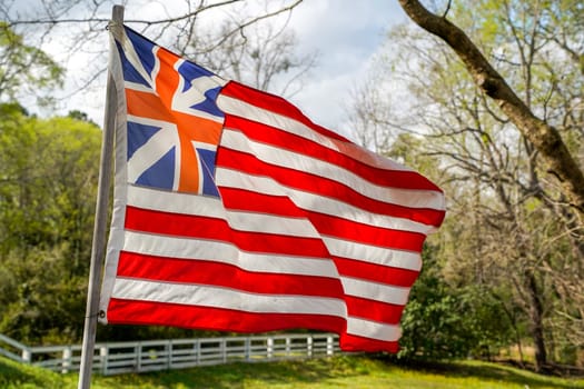 british american flag detail in Williamsburh Virgina historical houses USA