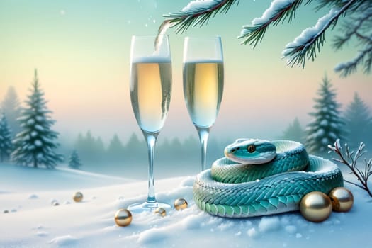New Year greeting card with New Year balls .