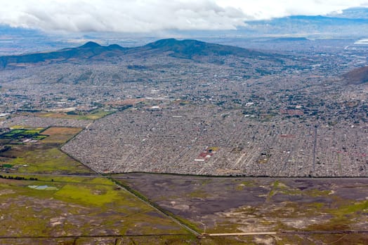 mexico city aerial view landscape from airplane