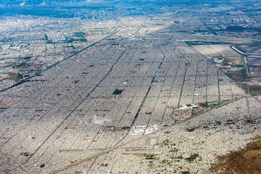 mexico city aerial view landscape from airplane