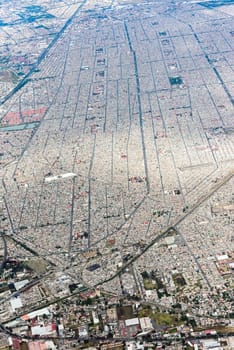 mexico city aerial view landscape from airplane