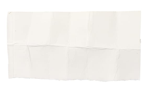 Rectangular piece of white cardboard with torn edges on an isolated background