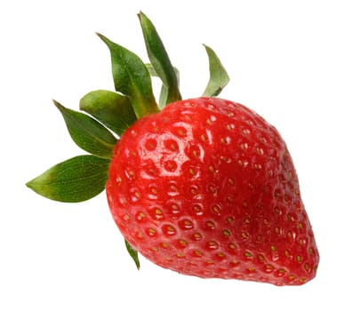 Red ripe strawberry on isolated background, close up