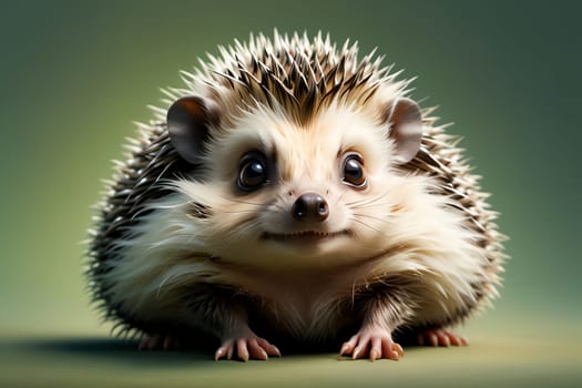 Cute hedgehog in the habitat. AI generated image.