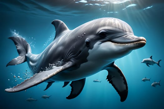 cute dolphin in his environment. AI generated image.