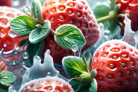 fresh frozen whole strawberries. AI generated image.