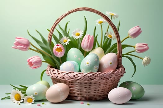 Easter greeting card, colorful Easter eggs .