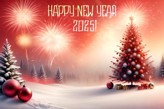 New Year greeting card with New Year balls .