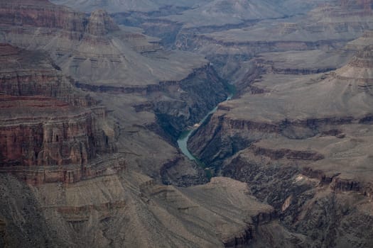 Erosion has produced numerous abstract shapes and line at the bottom of  the Grand Canyon at Grand Canyon National Park, Arizona