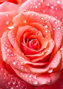 A close up of a red rose with water droplets on it. The droplets give the rose a fresh and vibrant appearance